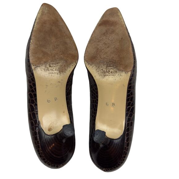 Pancaldi Made in Italy Croc Embossed Leather Classic Timeless Pumps Women's 6 - Picture 8 of 9